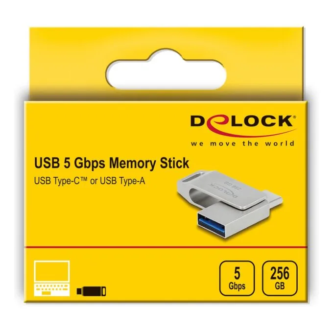 STICK HUB DELOCK USB 5 Gbps USB-C + Typ-A Speicherstick 256GB - Metallgehuse — image 4
