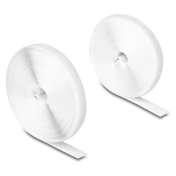 Strapazierfähiges Klettband mit Haft- und Flauschband L 10 m x B 20 mm weiß — image 2