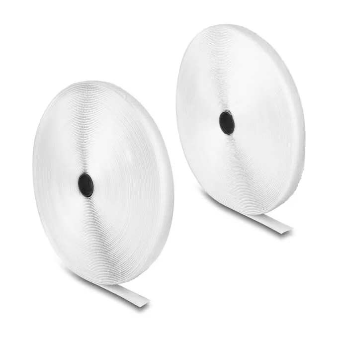 Strapazierfähiges Klettband mit Haft- und Flauschband L 25 m x B 20 mm weiß — image 2