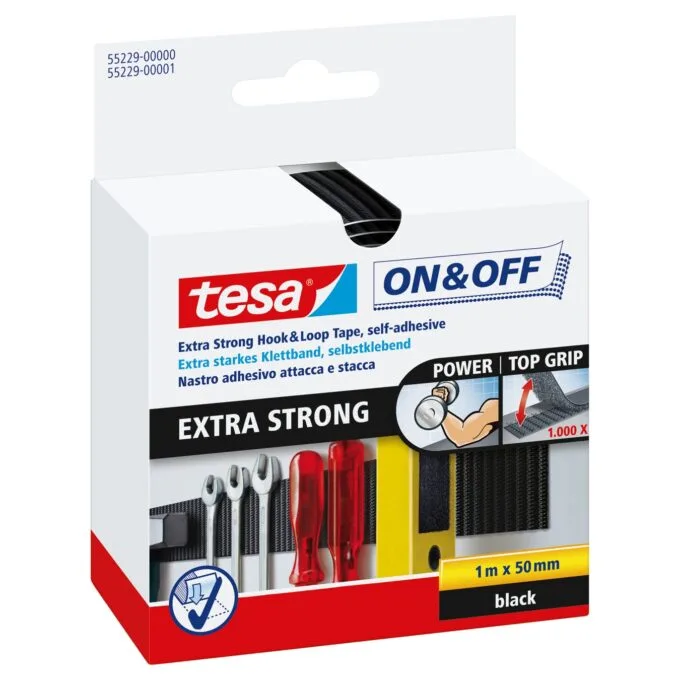 Tesa Klettklebeband 1m x 50mm on&off schwarz 55229 — image 1