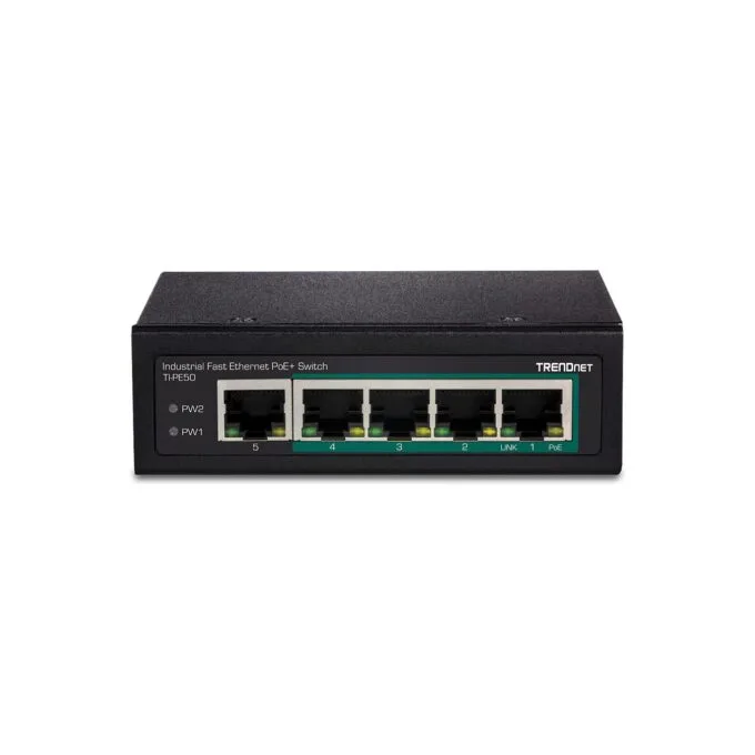 TRENDnet TI-PE50 DIN-Rail Switch 5-Port Industrial Fast Ethernet PoE+ — image 2