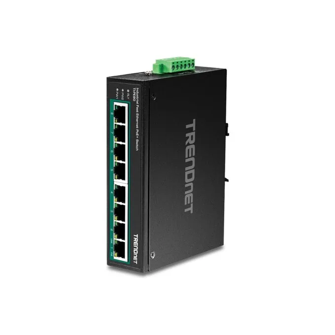 TRENDnet TI-PE80 Industrial Fast Ethernet PoE+ DIN-Rail Switch 8-Port — image 1