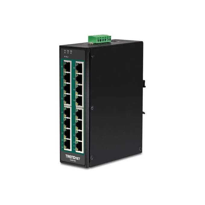 TRENDnet TI-PG160 DIN-Rail Switch PoE+ 16-Port Industrial Gigabit — image 1