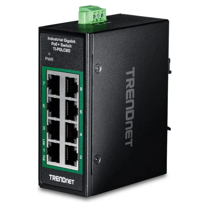 TRENDnet TI-PGLC80 8-Port Gigabit PoE+ Industrial DIN-Rail Mini Switch — image 1