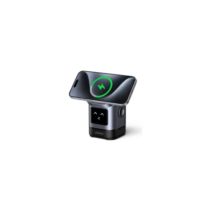 UGREEN Uno W709 2-in-1 Magnetic Wireless Charger 15W Ladestation Qi2 zertifiziert Display fuer iPhone und AirPods — image 1