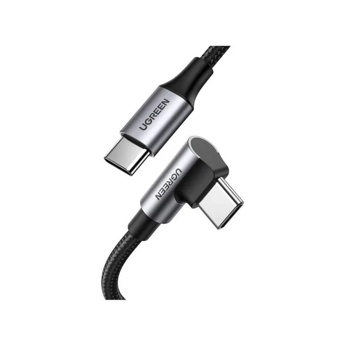 UGREEN US334 USB-C auf USB-C 100W Schnellladekabel 1x Winkelstecker Nylonummantelung Aluminumgehuse 2m schwarz — image 1