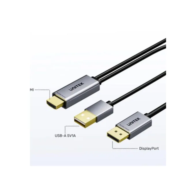Unitek HDMI to DisplayPort Cable 4K60Hz 1.8m with USB Power Cable V1714 — image 2