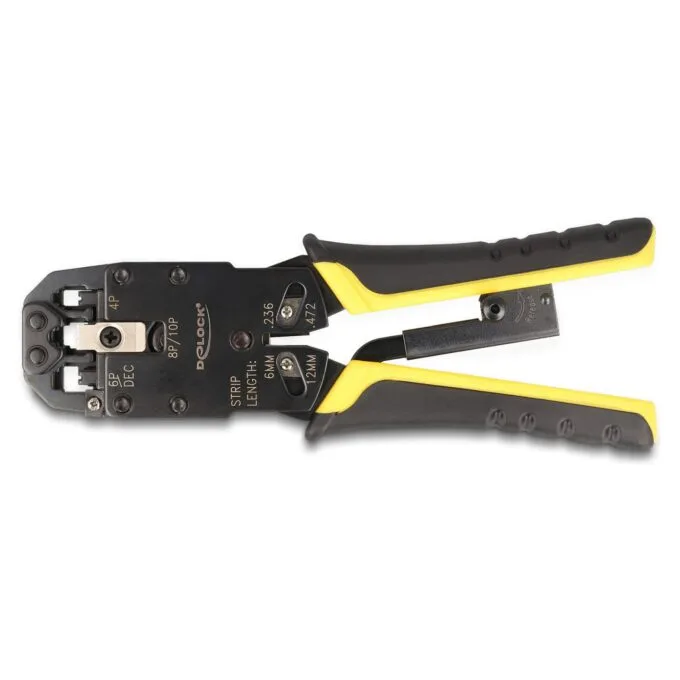 Universelle Crimpzange mit Abisolierer für 10P (RJ50). 8P (RJ45). 6P (RJ12 11). 6P DEC oder 4P Modular Stecker — image 1