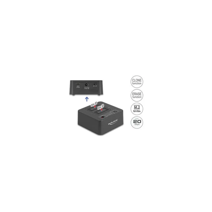 USB 20 Gbps M.2 Dockingstation für 2 x M.2 NVMe PCIe SSD mit Klon- und Löschfunktion — image 3