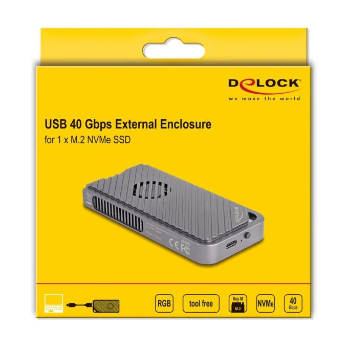 USB 40 Gbps Gehäuse für 1 x M.2 NVMe SSD im Gaming Style mit LED und Lüfter - werkzeugfrei — image 5