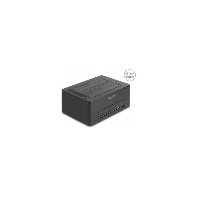 USB Dual Dockingstation für 2 x SATA HDD SSD mit Klon Funktion und Card Reader + zusätzlichem USB Port — image 2