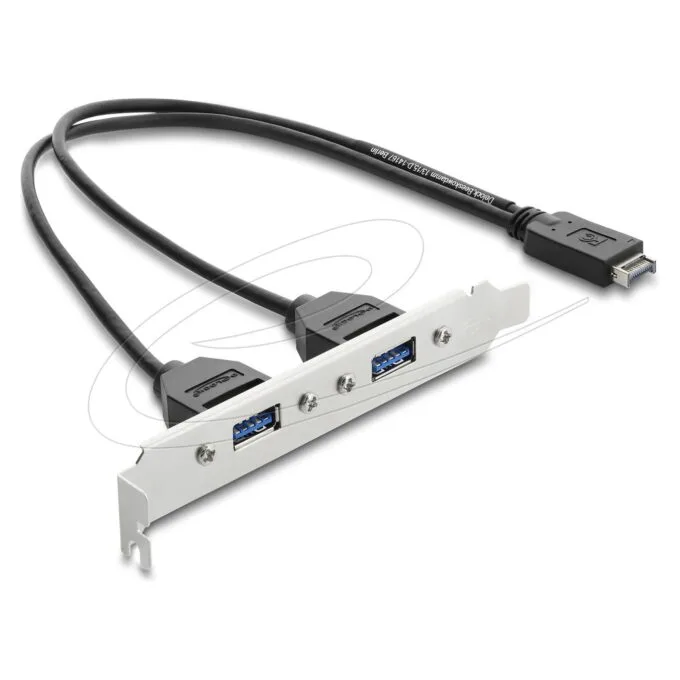 USB Typ-E Key A Stecker zu 2 x USB 5 Gbps Typ-A Buchse mit Slotblech Anschlusskabel 35,5 cm — image 1