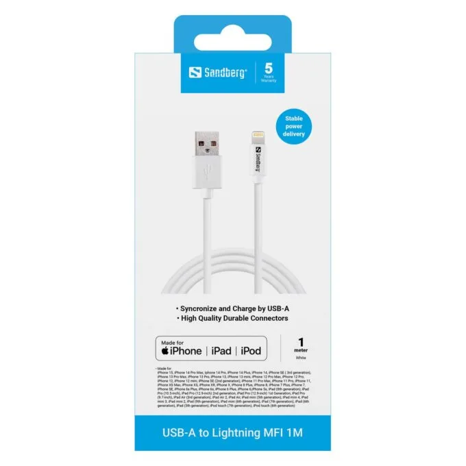 USB3.0 to Lightning (ST-ST) 1m Sandberg White — image 2