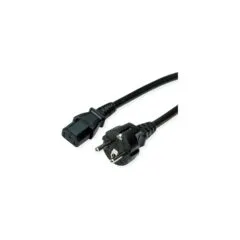 VALUE Netzkabel. IEC-Buchse & CEE7 7-Stecker gerade. schwarz. 0.6 m