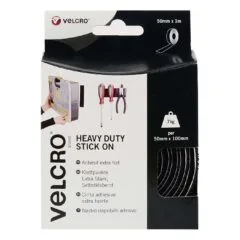 VELCRO Klettband Extra Stark Selbstklebend, Haken & Flausch 50mm x 1m Schwarz