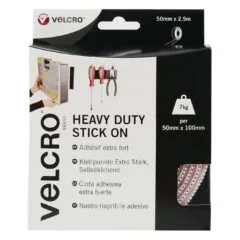 VELCRO Klettband Extra Stark Selbstklebend. Haken & Flausch 50mm x 2.5m Wei