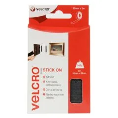 VELCRO Klettband Selbstklebend. Haken & Flausch 20mm x1m Schwarz