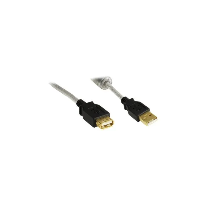 Verlängerung USB 2.0 Stecker A an Buchse A. High Quality mit Ferritkern und Goldkontakten. transparent. 2m. — image 1