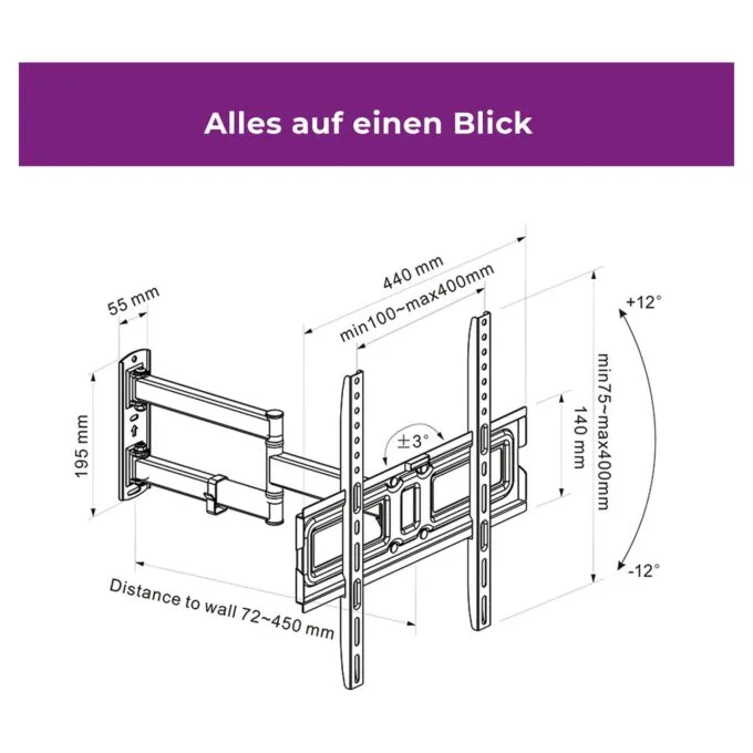 ZUB Ultron Wandhalterung Flatscreen WM200 32-60' Neigung Winkel — image 5