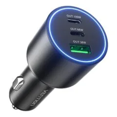 Vention Charger Car 165W 2xUSBC 1xUSBA 100W Max Black FFPB0