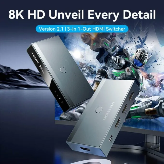Vention HDMI Switch 3-Port 8K 2.1 w/Remote Control AKRH0 — image 3