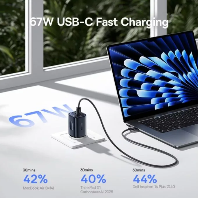 Baseus Charger Wall 67W 2C+U PicoGo AE11 EU Cosmic Black — image 4