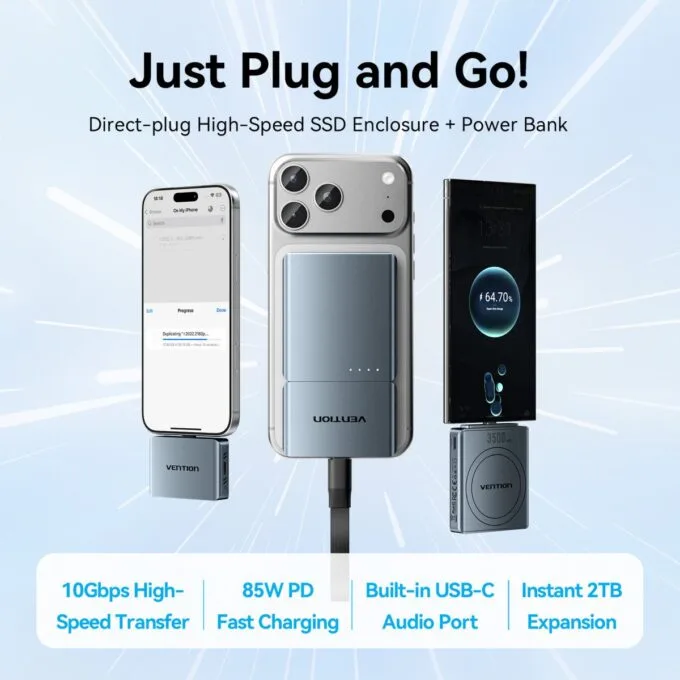 Vention MA Portable Plug & Play Cable-Free NVME Enclosure + 3500mAh PB TZ-KPXH0 — image 4