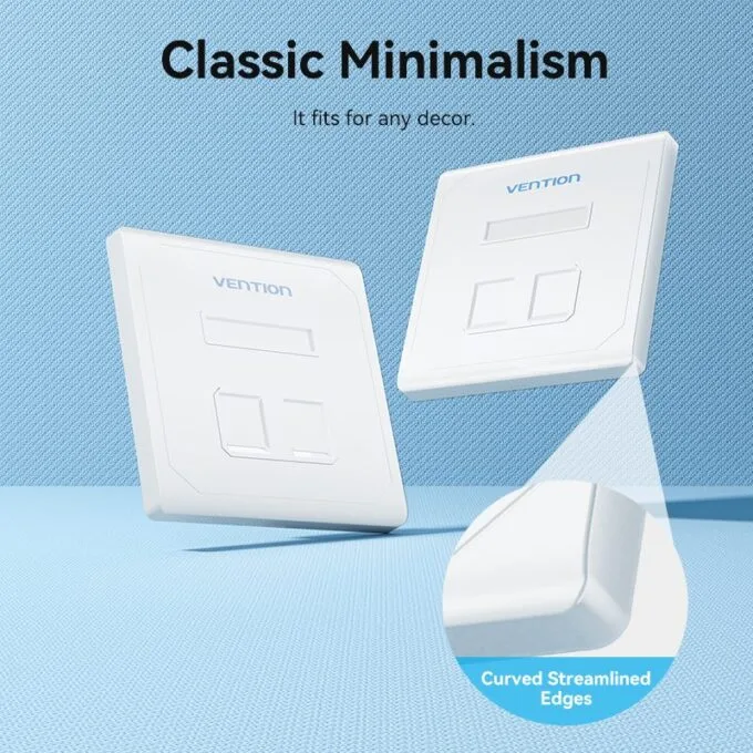 Vention NETWORK Keystone Wall Plate 2-Port White — image 3