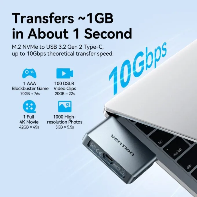 Vention MA Portable Plug & Play Cable-Free NVME Enclosure + 3500mAh PB TZ-KPXH0 — image 5