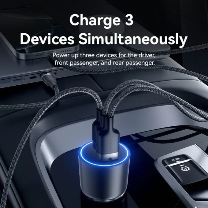Vention Charger Car 165W 2xUSBC 1xUSBA 100W Max Black FFPB0 — image 7