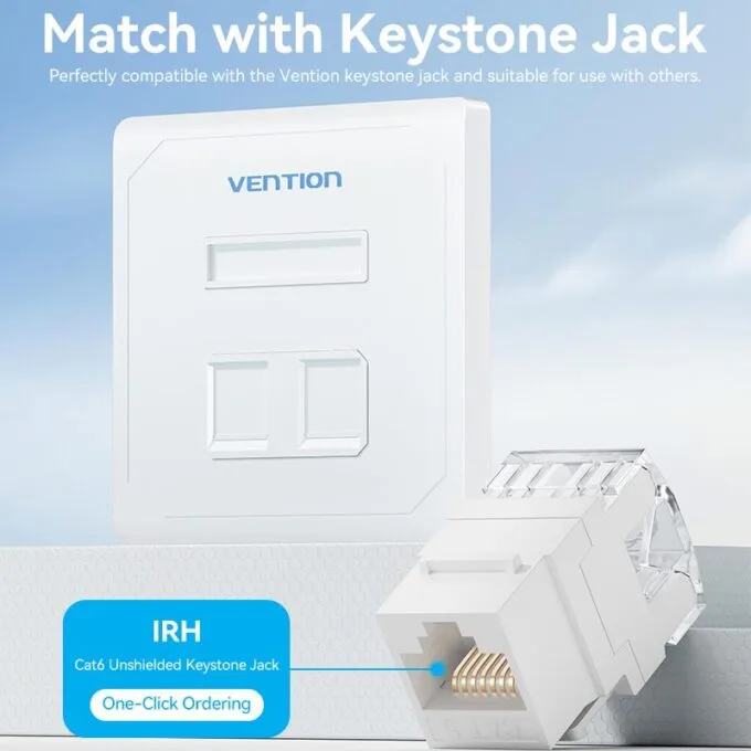 Vention NETWORK Keystone Wall Plate 2-Port White — image 10