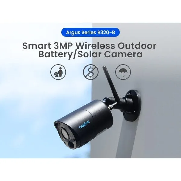 Reolink BUNDLE 3MP ARGUS Eco B320 (Black) + White Solar Panel (25655+24757) — image 2