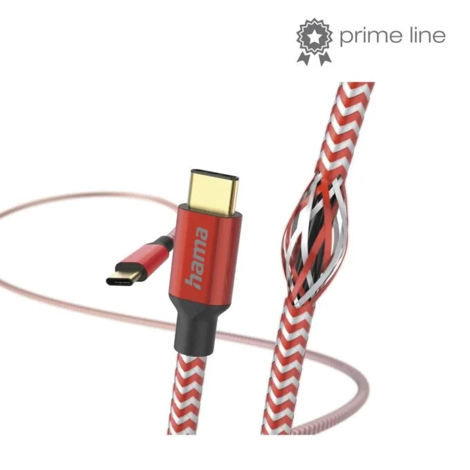 HAMA CARBING/DATA “REFLECTED“, USB Type-C - USB Type-C 1,5m, RED — image 1