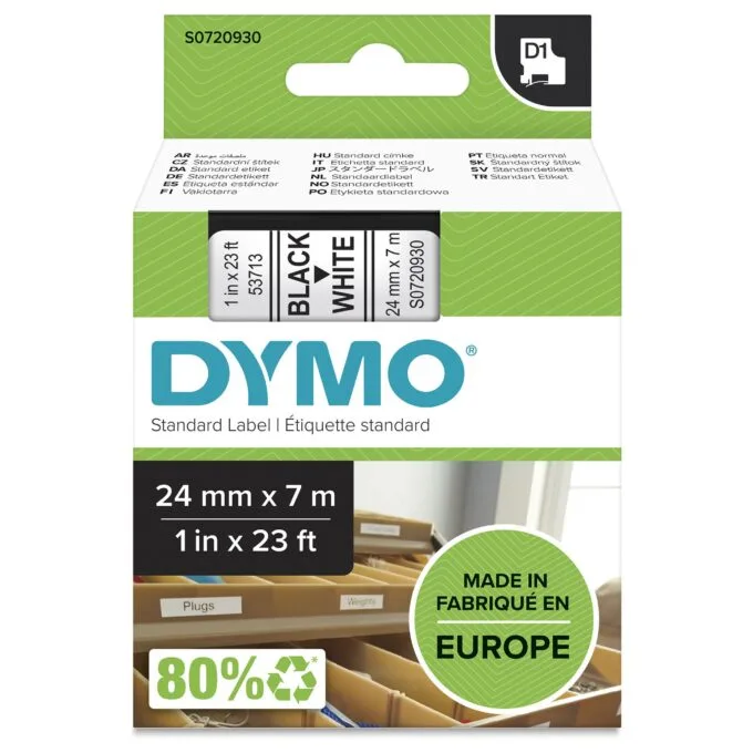 DYMO D1 Standard - Black on White - 24mm label-making tape — image 1