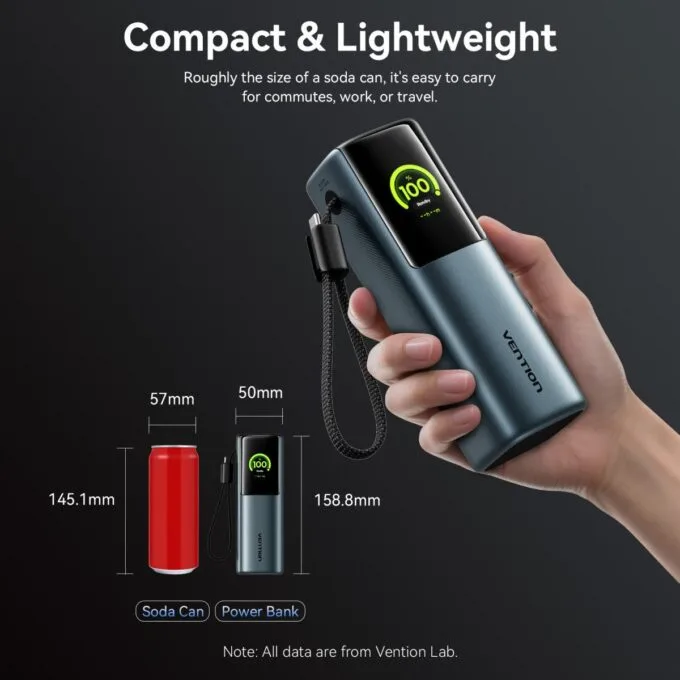 Vention Powerbank 27000mAh 200W 3xUSBC+USBA TFT Display +240W Cable FKGH0 — image 10