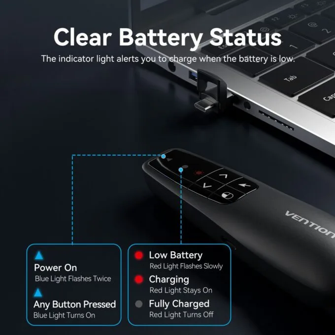Vention Wireless Presenter Red Laser Pointer & Air Mouse Rechargeable KQPB0 — image 10
