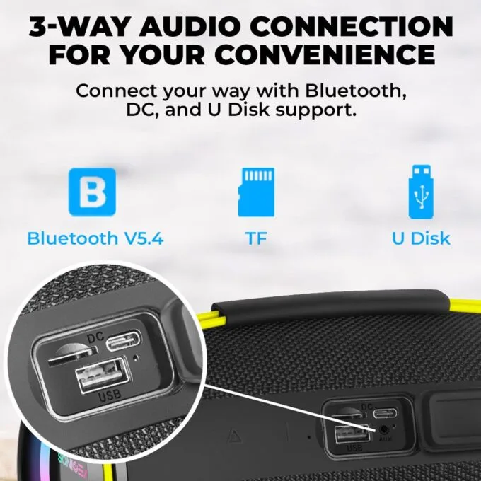 SonicGear Portable Speaker TWS BT/USB/FM/RGB IPX5 30W SONICGO! BOOM 6 — image 10