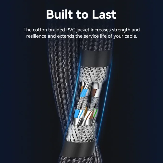 Vention NETWORK Cable CAT8 SFTP Braided 1.0m Black-Nickel IKOBF — image 10