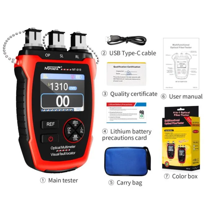 Noyafa Multifunctional Optical Fiber Tester Integrated Optical Power Meter, Light Source, and VFL NF-919 — image 9