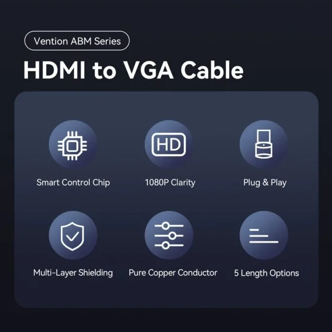 Vention HDMI-A Male to VGA Male Cable 3.0m Black ABMBI — image 11