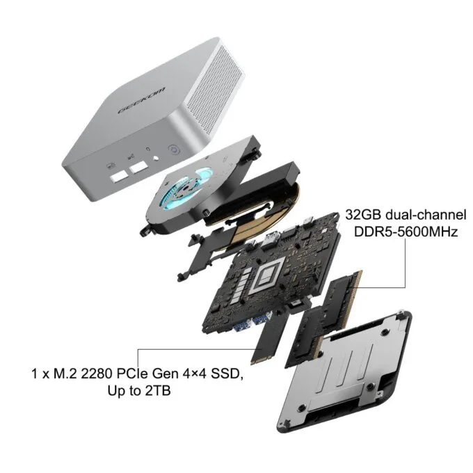 GEEKOM A6 Mini PC AMD Ryzen7 6800 16GB DDR5, 1TB NVMe, 2.5GbE, HDMI/USB-C, Win11 Pro — image 3