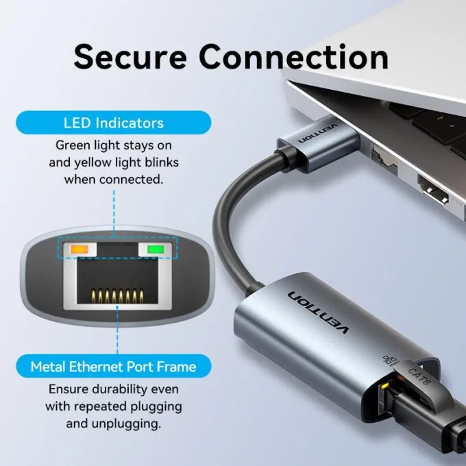 Vention Converter USB-A to Gigabit LAN Aluminium Grey CEZHB — image 7