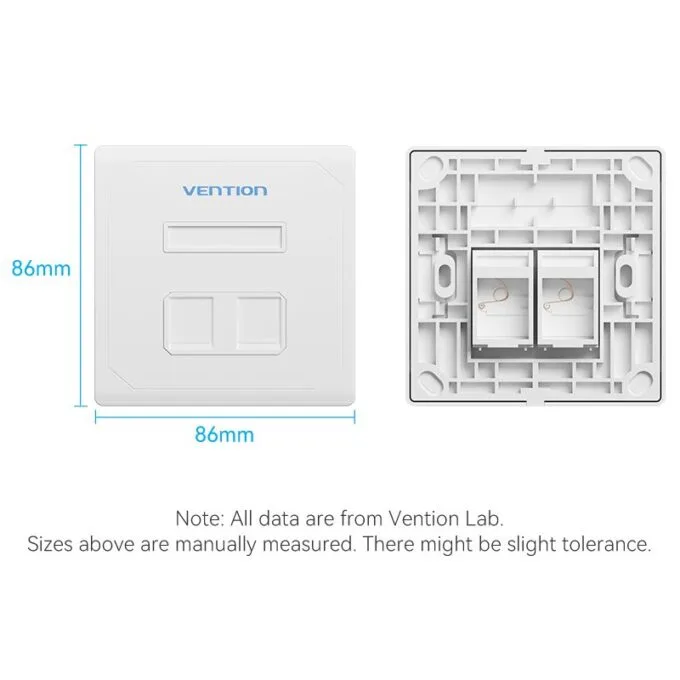 Vention NETWORK Keystone Wall Plate 2-Port White — image 12