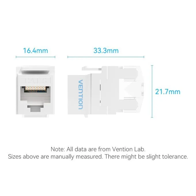 Vention NETWORK Keystone Jack CAT6 UTP 180 degrees White IRHW0 — image 12