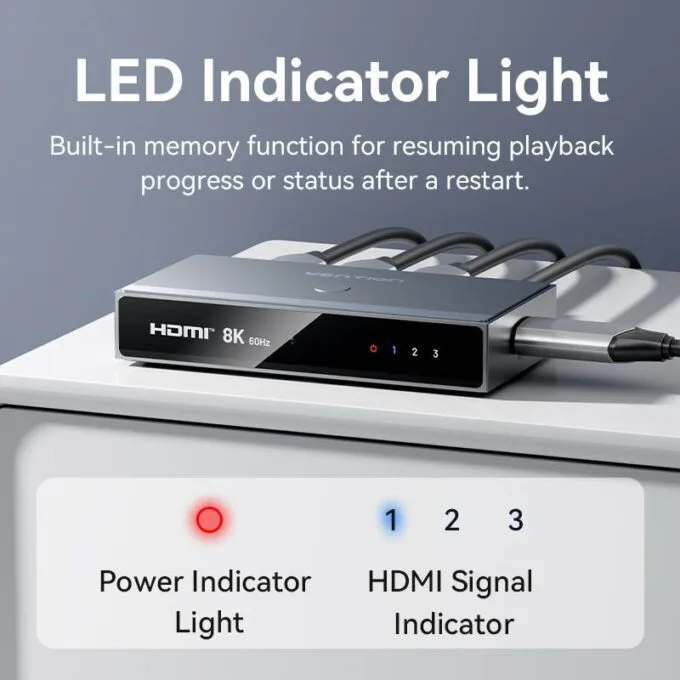 Vention HDMI Switch 3-Port 8K 2.1 w/Remote Control AKRH0 — image 13