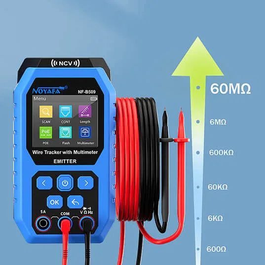 Noyafa Wire Tracker & Digital Multimeter with Cable Length Measurement, PoE Testing, NCV Detection, and LCD Display NF-B509 — image 12