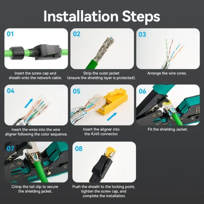 Vention NETWORK Connectors CAT6A FTP Shock-Resistant Modular Plug IDOB0-10 (10-Pack) — image 14