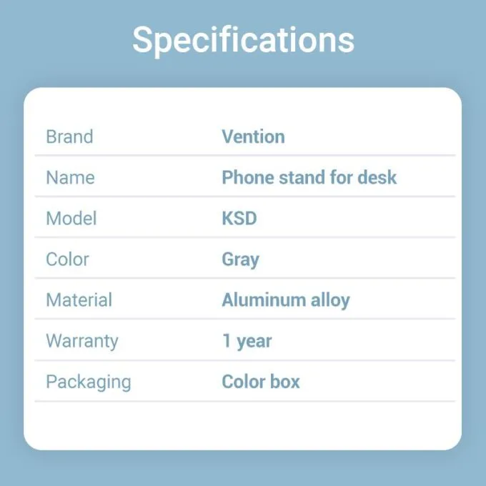 Vention MA Stand Rotatable & Foldable for Phone/Tablet Aluminium Grey KSDH0 — image 9