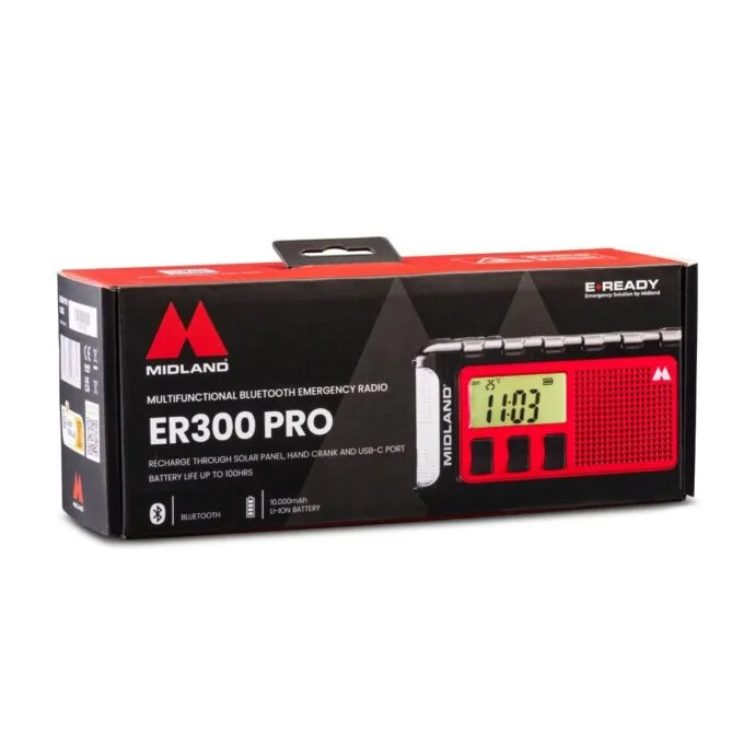 Midland Emergency Powerbank 10000mah Temp Sensor, BT, FM Radio, Dynamo & Solar Powered, 130 Lmn Flashlight ER300 PRO — image 12