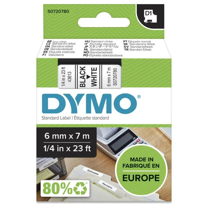 DYMO D1 Standard - Black on White - 6mm label-making tape — image 2